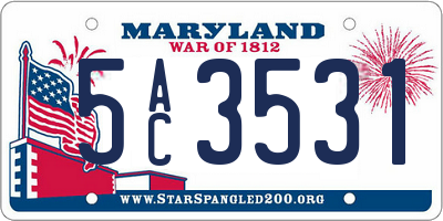 MD license plate 5AC3531