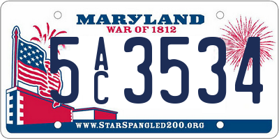 MD license plate 5AC3534