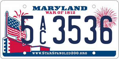 MD license plate 5AC3536