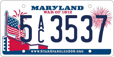 MD license plate 5AC3537