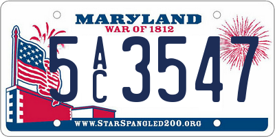 MD license plate 5AC3547