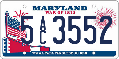 MD license plate 5AC3552