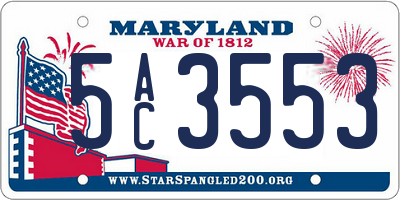 MD license plate 5AC3553