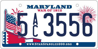 MD license plate 5AC3556