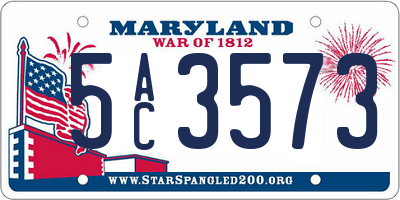 MD license plate 5AC3573