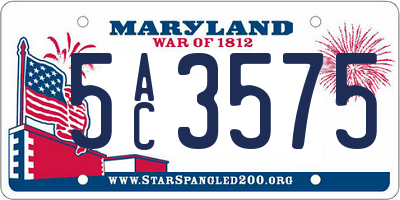MD license plate 5AC3575