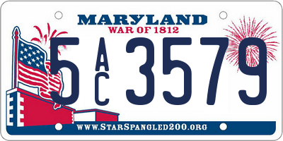 MD license plate 5AC3579