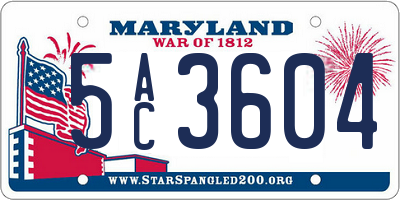 MD license plate 5AC3604