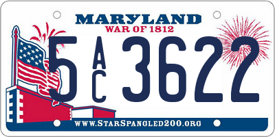 MD license plate 5AC3622