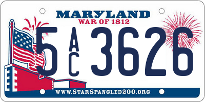 MD license plate 5AC3626