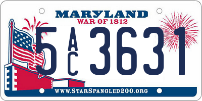 MD license plate 5AC3631