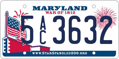 MD license plate 5AC3632