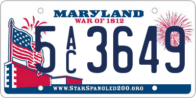 MD license plate 5AC3649