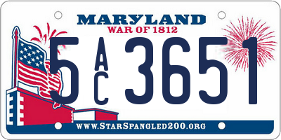 MD license plate 5AC3651