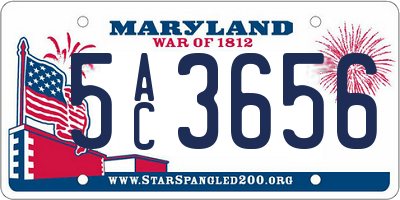 MD license plate 5AC3656