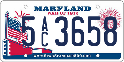 MD license plate 5AC3658