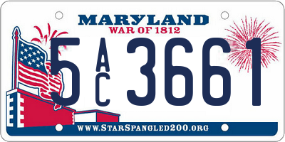MD license plate 5AC3661