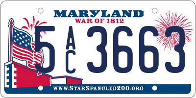 MD license plate 5AC3663