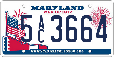 MD license plate 5AC3664