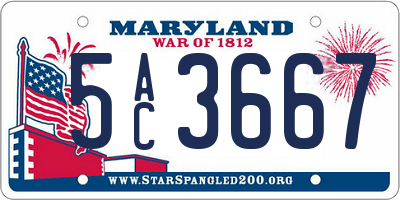 MD license plate 5AC3667