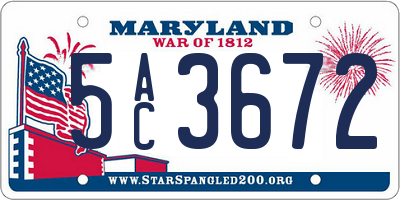 MD license plate 5AC3672