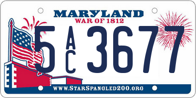 MD license plate 5AC3677