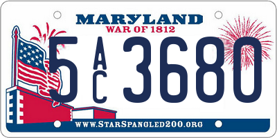 MD license plate 5AC3680