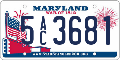 MD license plate 5AC3681