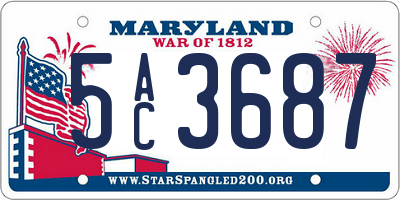 MD license plate 5AC3687
