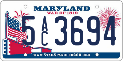MD license plate 5AC3694