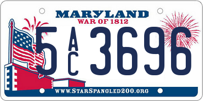 MD license plate 5AC3696