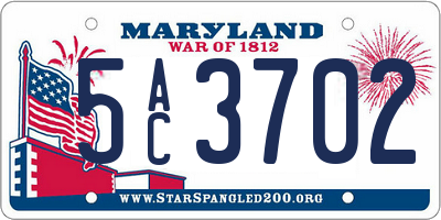 MD license plate 5AC3702