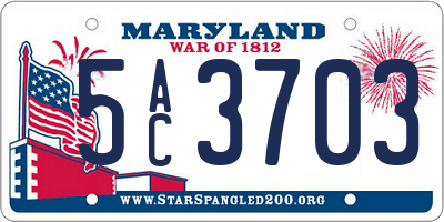 MD license plate 5AC3703
