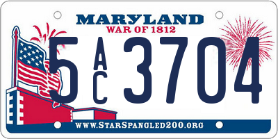 MD license plate 5AC3704