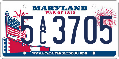 MD license plate 5AC3705