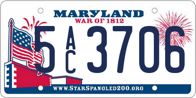 MD license plate 5AC3706