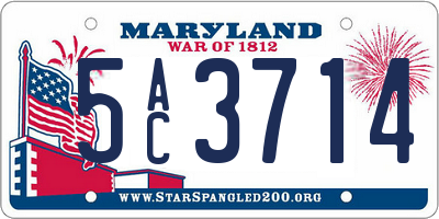 MD license plate 5AC3714