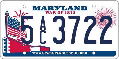 MD license plate 5AC3722