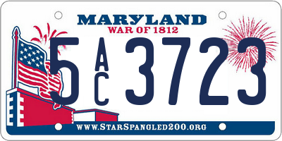MD license plate 5AC3723