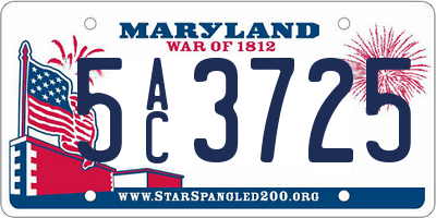 MD license plate 5AC3725