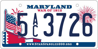 MD license plate 5AC3726