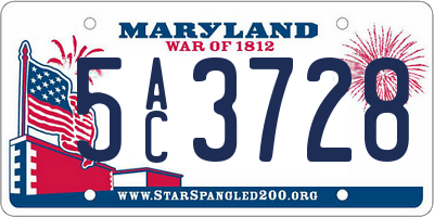 MD license plate 5AC3728