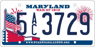 MD license plate 5AC3729