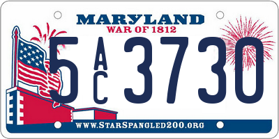 MD license plate 5AC3730