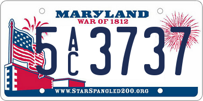 MD license plate 5AC3737