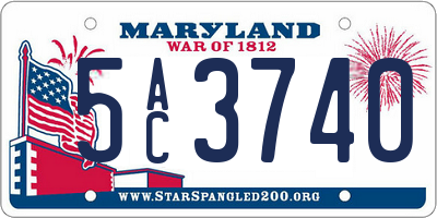 MD license plate 5AC3740