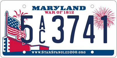 MD license plate 5AC3741