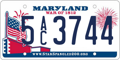 MD license plate 5AC3744