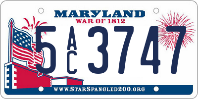 MD license plate 5AC3747
