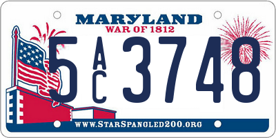 MD license plate 5AC3748